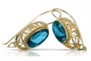 Des boucles d'oreilles Artisanat vintage Aigue-marine Or jaune 14 carats vec023y